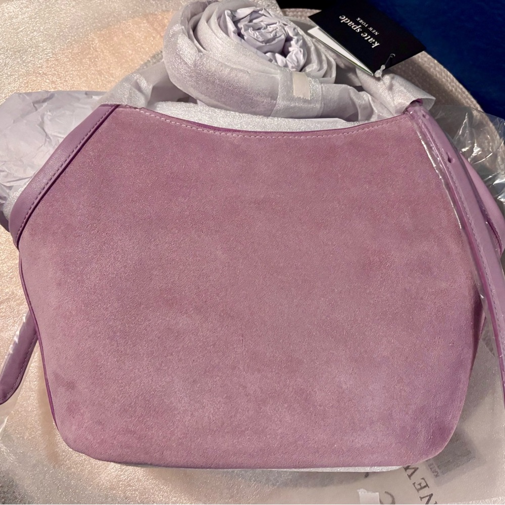 ♠️ KATE SPADE NWT Deco Tulip Small Suede Tote Bag with dust bag /packaging - Picture 4 of 16